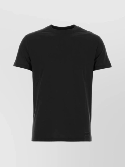 Valentino V-detail Cotton T-shirt In Black