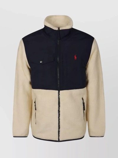 Polo Ralph Lauren Panelled Fleece And Recycled-nylon Jacket In Wintercream,newport