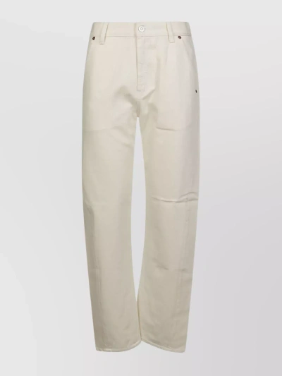 Victoria Beckham Curved Relaxed Jeans In Beige