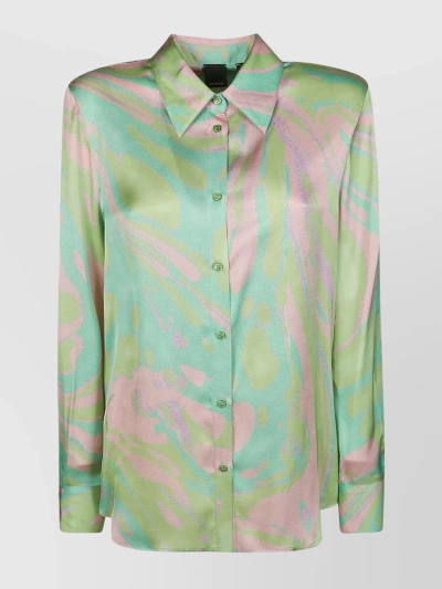 Pinko Jacquard Maxi Shirt Dress In Verde/rosa