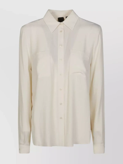 Pinko Logo-print Long-sleeve Shirt In Bianco-gelato Vaniglia