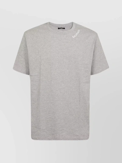 Balmain Gray Cotton T-shirt In Grey