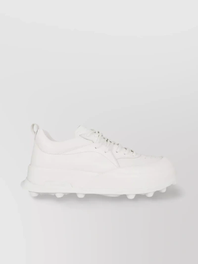 Jil Sander Chunky Panelled Leather Sneakers In Porcelain