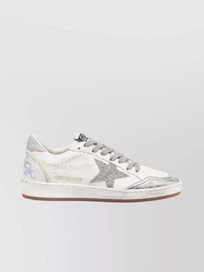 Golden Goose Ballstar In White And Silver Leather