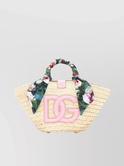 Dolce & Gabbana Textured Tote With Floral Silk Scarf