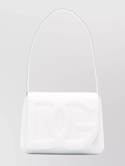 Dolce & Gabbana 'dg Logo' White Shoulder Bag In 3d Quilted Logo Detail In Smooth Leather Woman In Glicine
