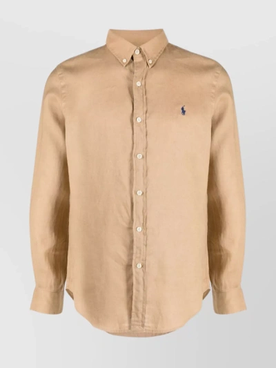 Polo Ralph Lauren Collared Linen Shirt With Curved Hem