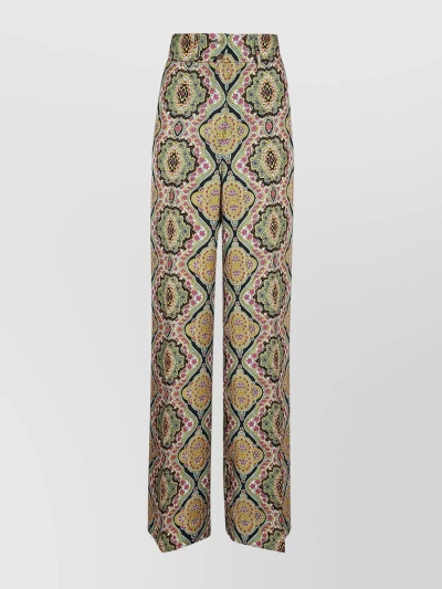 Etro All Over Print Trousers In Multicolour