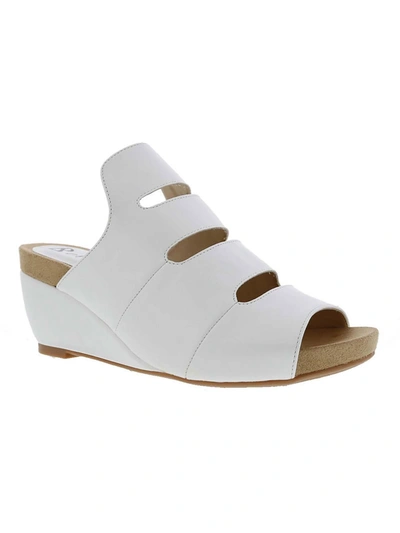Bellini Whit Womens Faux Leather Peep-toe Wedge Sandals In White