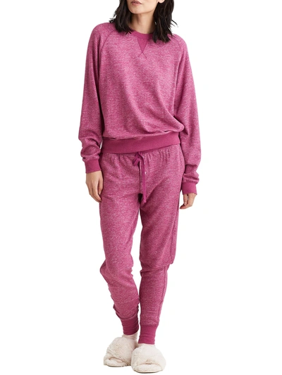 Papinelle So Soft Fleecy Knit Jogger Pajama Set In Dark Raspberry