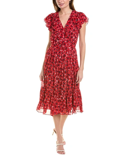 Brooks Brothers Chiffon Poppy Print Dress | Red | Size 4