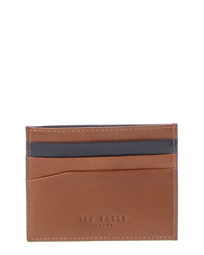 Ted Baker Nancard Contrast Edge Paint Leather Card Holder In Brown
