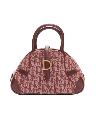 Dior Christian  Galliano Vintage Double Saddle Trotter Red Monogram Bag