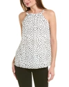 Brooks Brothers Chiffon Dot Print Pleated Halter Top | White | Size 12 In White