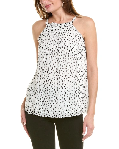 Brooks Brothers Chiffon Dot Print Pleated Halter Top | White | Size 12