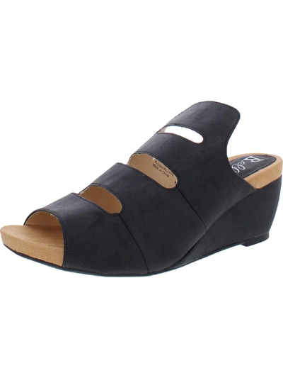 Bellini Whit Womens Faux Leather Peep-toe Wedge Sandals In Black