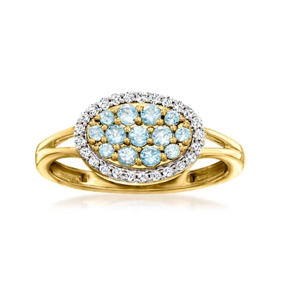 Ross-simons Swiss Blue Topaz And . Diamond Ring In 18kt Gold Over Sterling