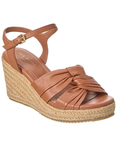 Ted Baker Taymin Leather Wedge Sandal In Brown