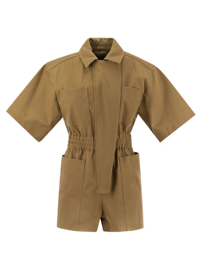 Max Mara Angora - Cotton Drill Workwear Coveralls In Leather