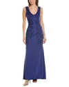 Badgley Mischka Robe Aus Lasergeschnittenem Scuba Mit Kristallverzierung In Blue