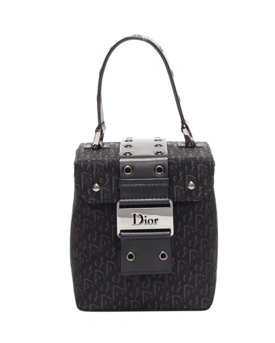 Dior Christian  Vintage John Galliano Black Trotter Street Chic Canvas Leather Box Bag