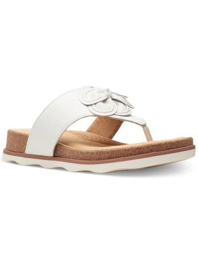 Clarks Brynn Womens Leather Casual Thong Sandals In White