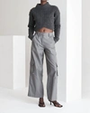 CRESCENT OLIVA MOCK NECK CROPPED SWEATER IN CHARCOAL