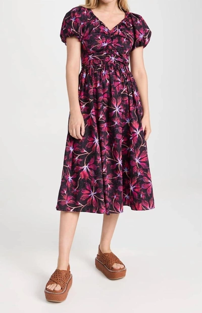 Ulla Johnson Cecile Puff-sleeve Printed Cotton Midi Dress In Red