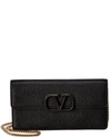 Valentino Vsling Small Grainy Leather Wallet On Chain In Black