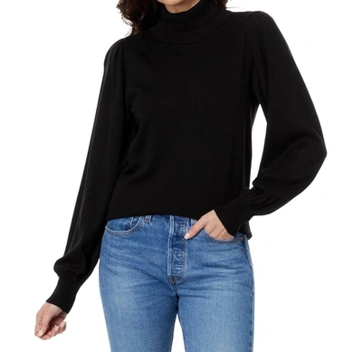 Lilla P Puff Sleeve Turtleneck Sweater In Black