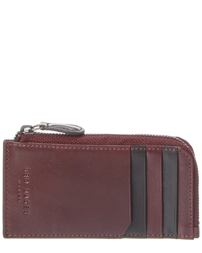 Ted Baker Nanns Contrast Detail Leather Zip Around Card Case In Red