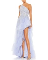 Mac Duggal Embellished One Shoulder Asymmetrical Hem Gown In Blue