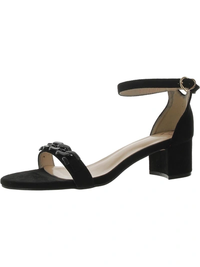 Lala Ikai Womens Faux Leather Ankle Strap Heels In Black