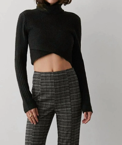 Crescent Emery Criss-cross Cropped Sweater In Black