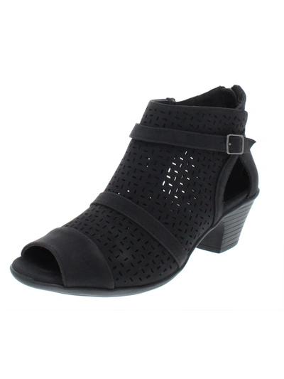 Easy Street Carrigan Womens Faux Leather Laser Cut Dress Sandals In Black