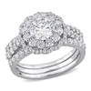 Mimi & Max 2ct Dew Created Moissanite Halo Bridal Ring Set In Sterling Silver In White