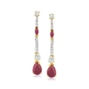 Ross-simons Ruby And . White Topaz Drop Earrings In 18kt Gold Over Sterling In Red