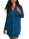 Bare Washed Satin Sleep Shirt In Poseidon