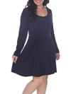 White Mark Plus Womens Pleated Textured Mini Dress In Blue