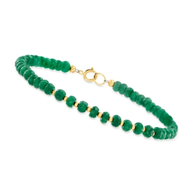 Canaria Fine Jewelry Canaria Emerald Bead Bracelet In 10kt Yellow Gold In Multi