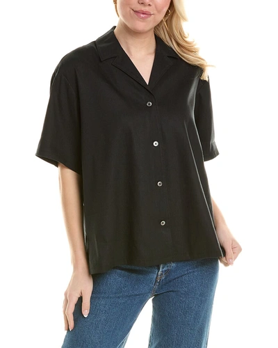 Rebecca Taylor Linen-blend Cabana Shirt In Black
