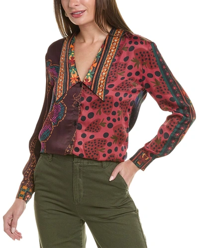 Farm Rio Puritan Collar Blouse In Purple