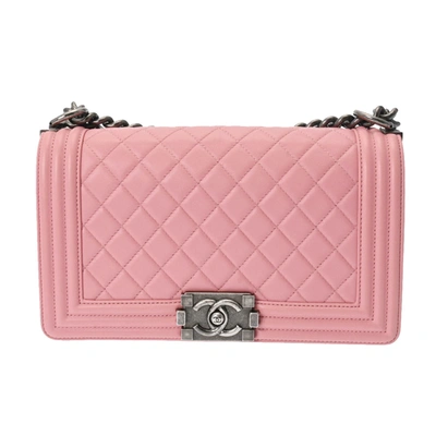 Pre-owned Chanel Boy Leather Shoulder Bag () In Pink