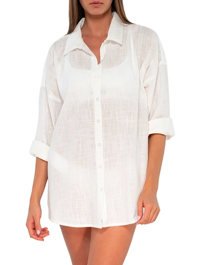 Sunsets Delilah Shirt Cover-up In White Lily
