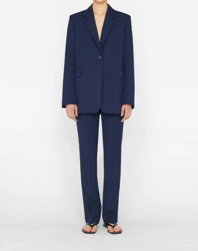 Frame Oversized Raw Edge Blazer In Navy In Blue