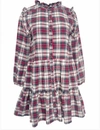 PINK CHICKEN KALANI DRESS IN HOLLY TARTAN