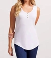 TRIBAL CAMI TANK WITH BUTTONS IN WHITE
