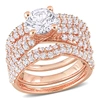 Mimi & Max 4 1/5ct Tgw Created White Sapphire Bridal Ring Set In Rose Silver In White
