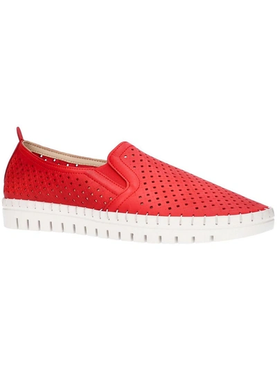 Easy Street Fresh Womens Faux Leather Perforated Loafers In Red
