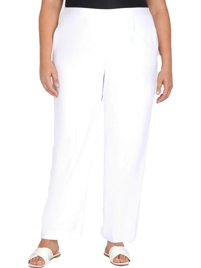 Alfred Dunner Plus Cool Vibrations Womens Mid Rise Work Wear Ankle Pants In White